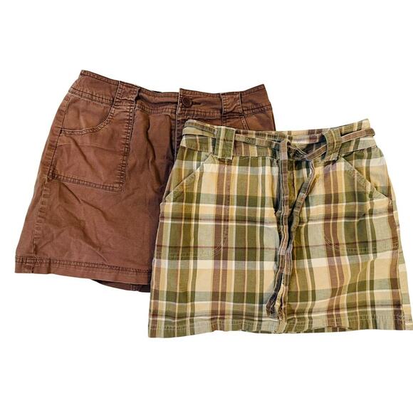 St. John’s Bay Women’s 6P Skirts Skort Bundle – Plaid & Brown Utility Cotton - Picture 1 of 9